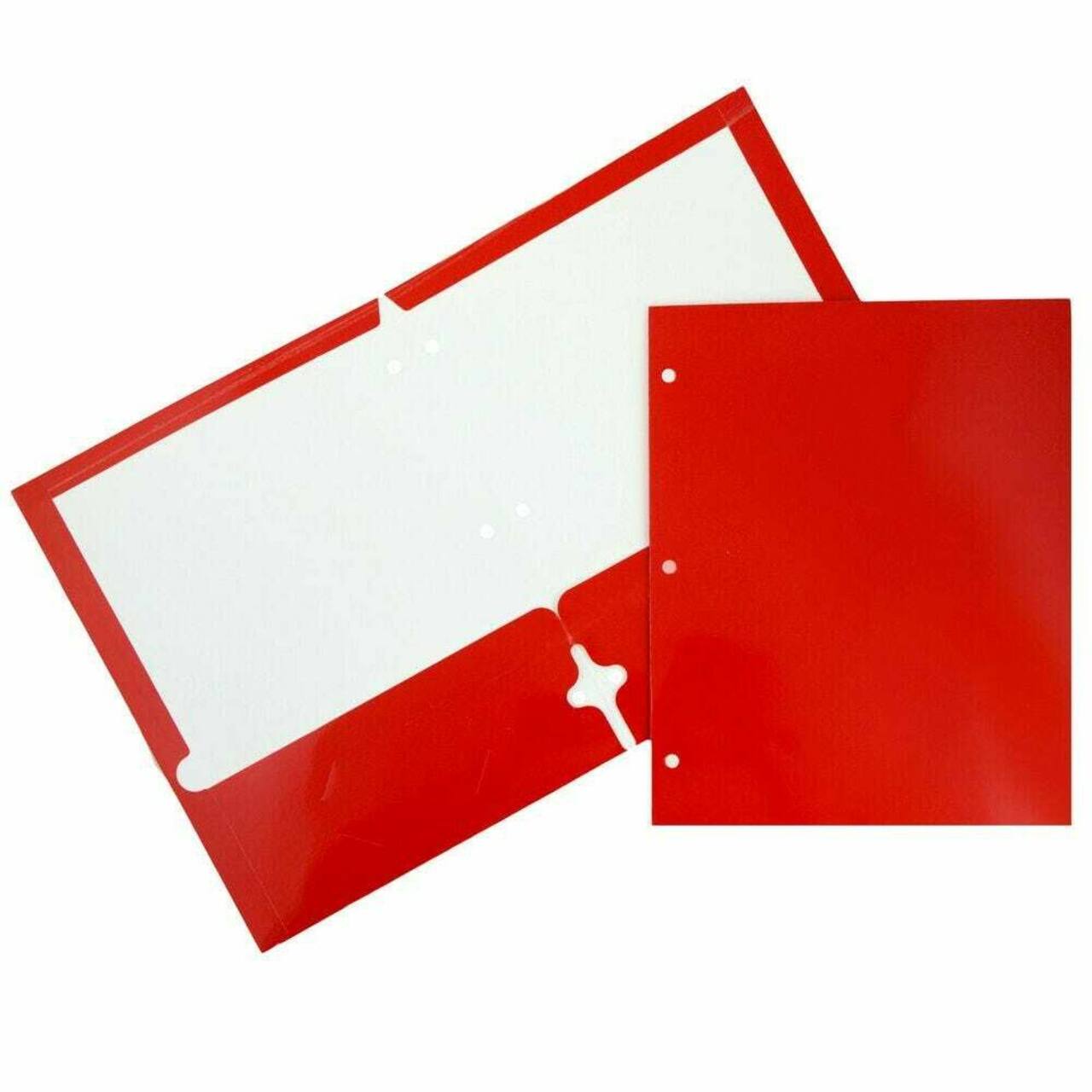 JAM Paper 9.5" x 11.5" Glossy 3-Hole Punch Folders, 12ct.